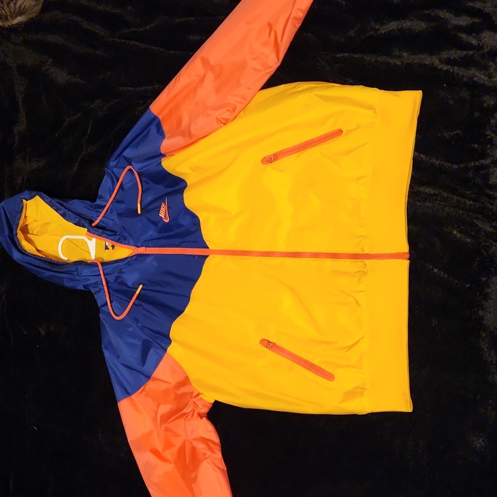 Nike Embroidered Logo Full Zip Windbreaker Jacket Pink, Blue & Yellow